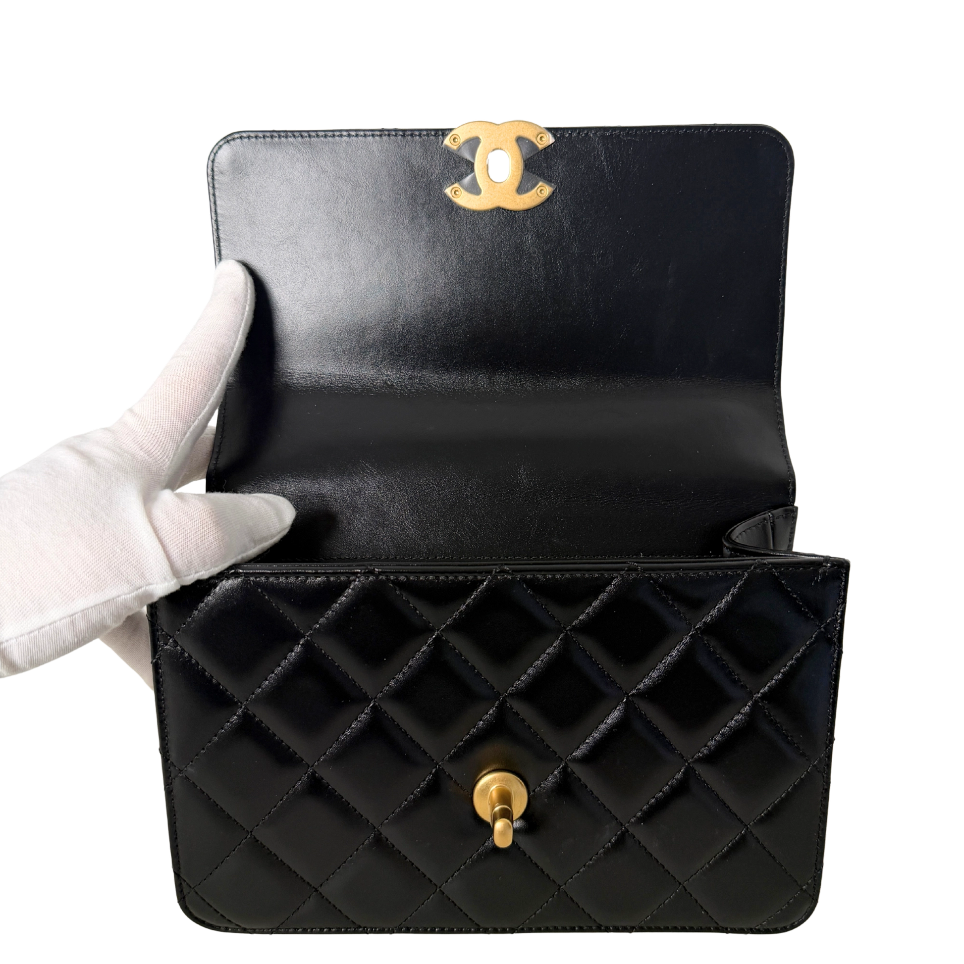 Chanel Perfect Fit Flap Bag Leder schwarz Fullset aktuelle Kollektion / neuwertig Chanel