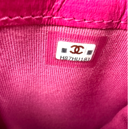 Chanel Phone Holder Kette Lammleder Pink Gold Chanel