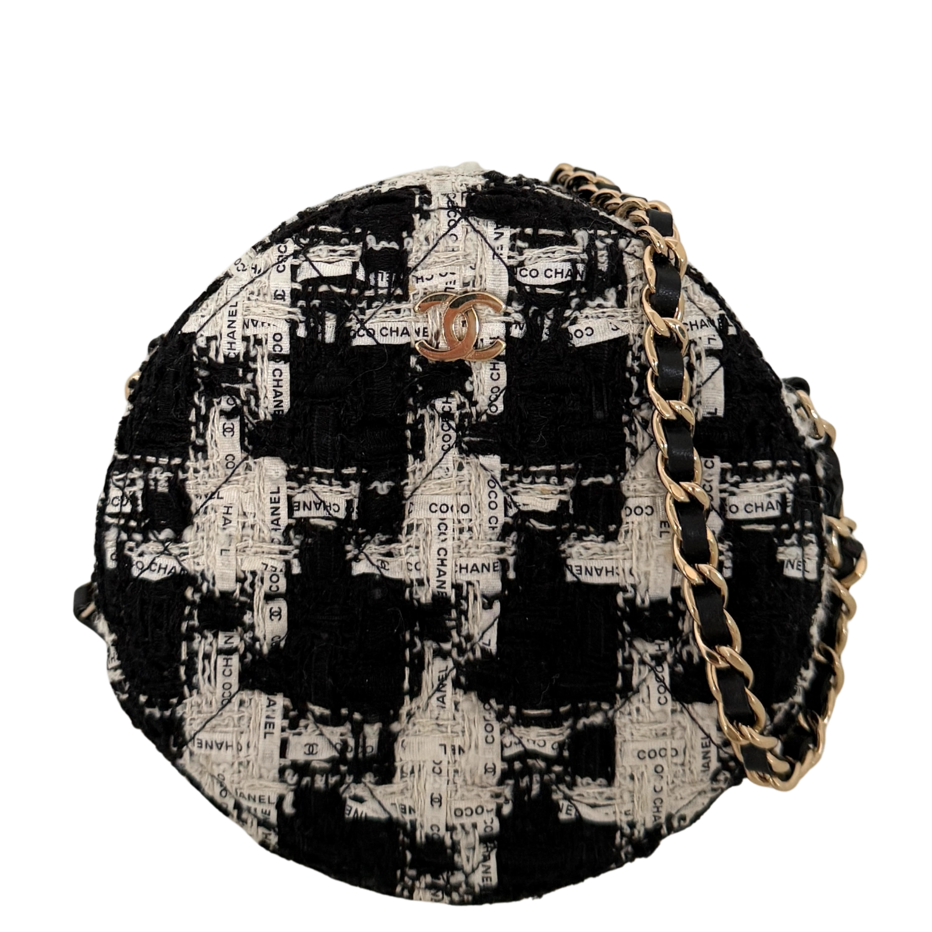Chanel Round As Earth Tweed Crossbody Bag Schwarz / neuwertig Chanel