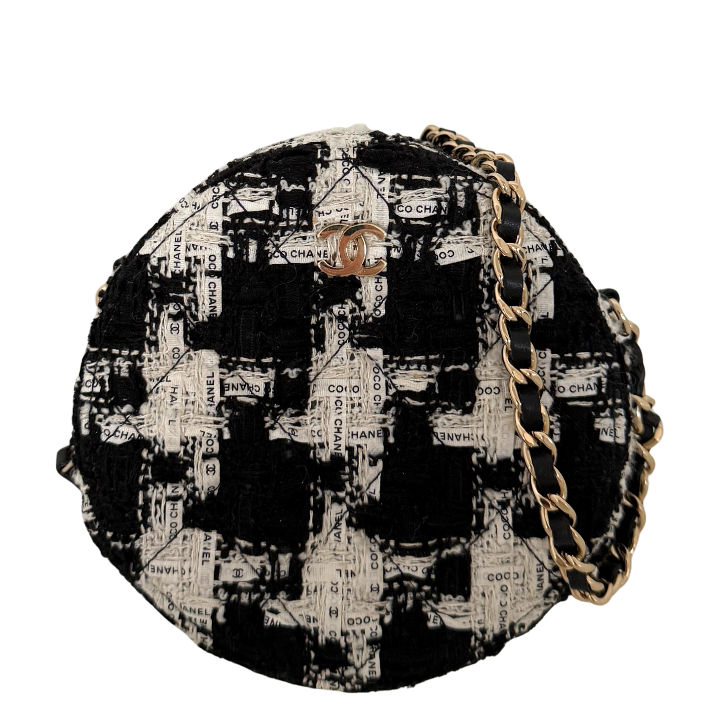 Chanel Round As Earth Tweed Crossbody Bag Schwarz / neuwertig Chanel
