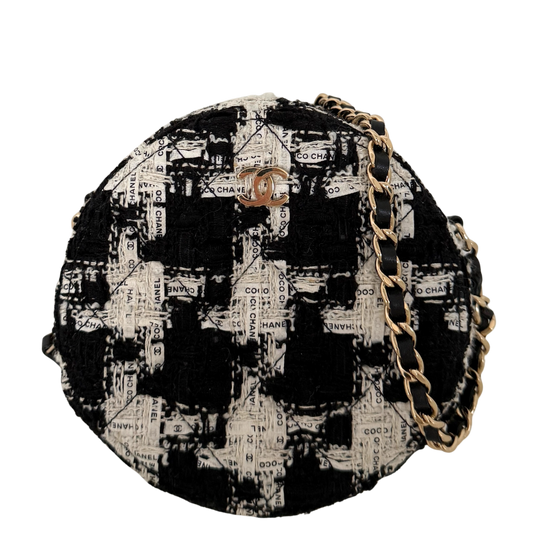 Chanel Round As Earth Tweed Crossbody Bag Schwarz / neuwertig Chanel