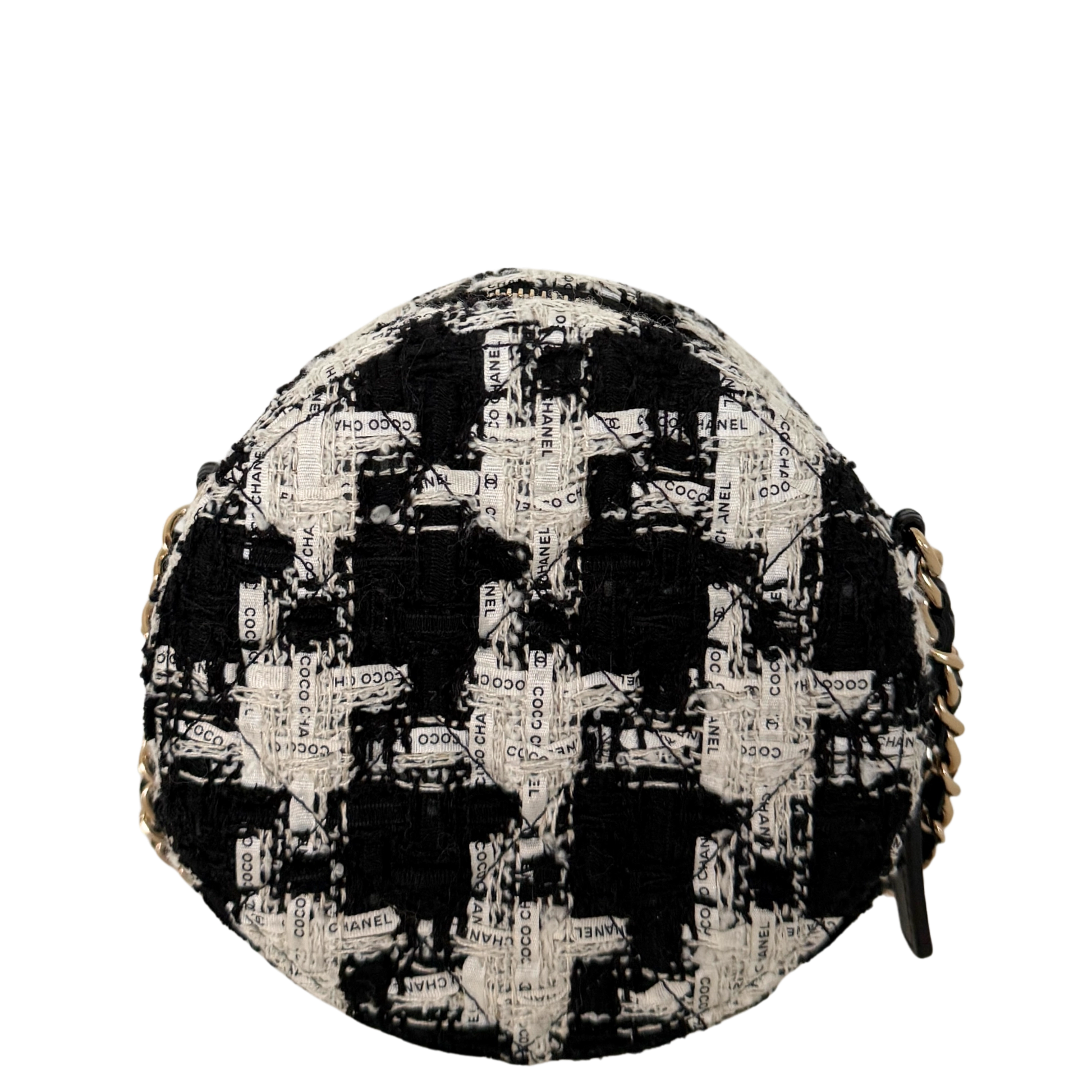 Chanel Round As Earth Tweed Crossbody Bag Schwarz / neuwertig Chanel