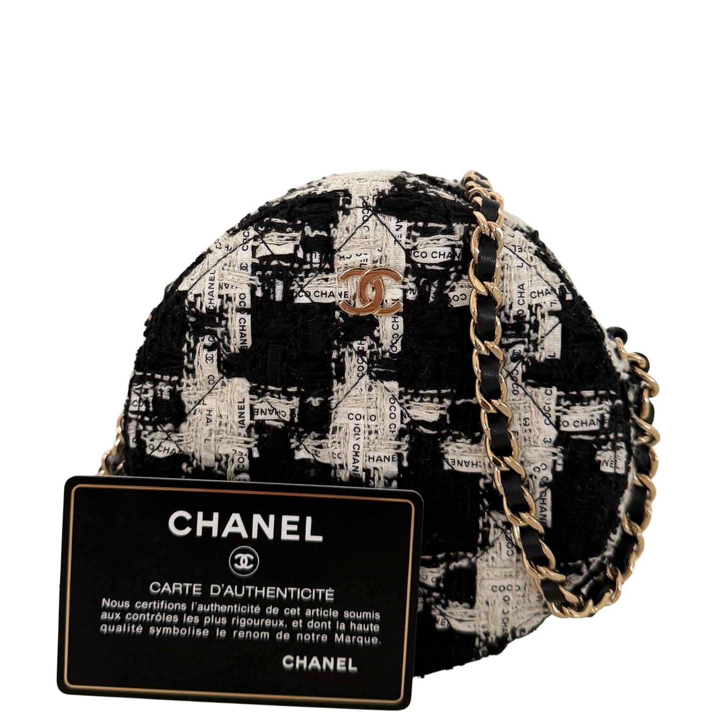 Chanel Round As Earth Tweed Crossbody Bag Schwarz / neuwertig Chanel