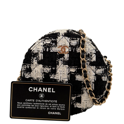 Chanel Round As Earth Tweed Crossbody Bag Schwarz / neuwertig Chanel