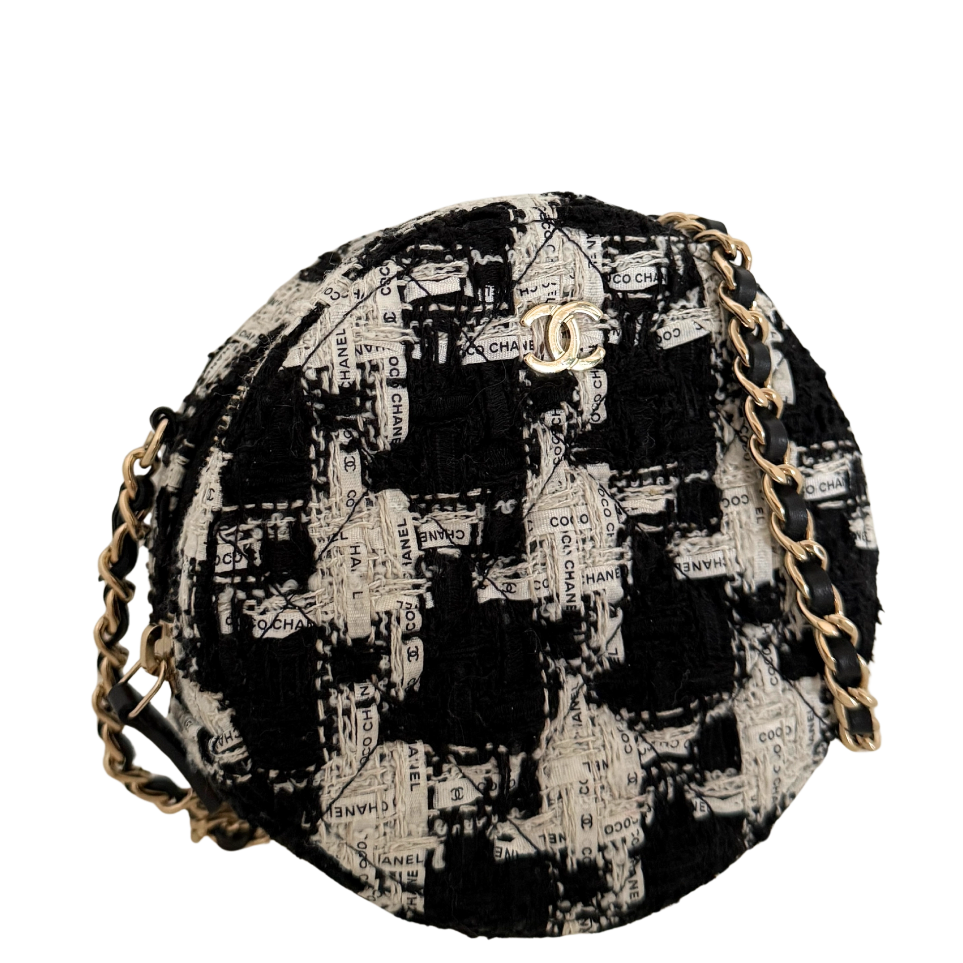 Chanel Round As Earth Tweed Crossbody Bag Schwarz / neuwertig Chanel