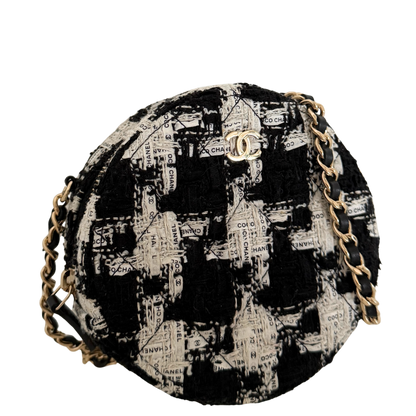 Chanel Round As Earth Tweed Crossbody Bag Schwarz / neuwertig Chanel