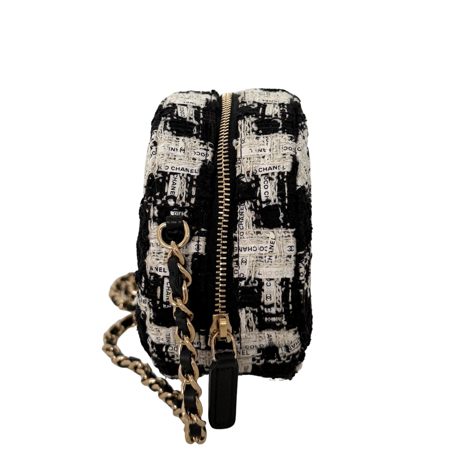 Chanel Round As Earth Tweed Crossbody Bag Schwarz / neuwertig Chanel