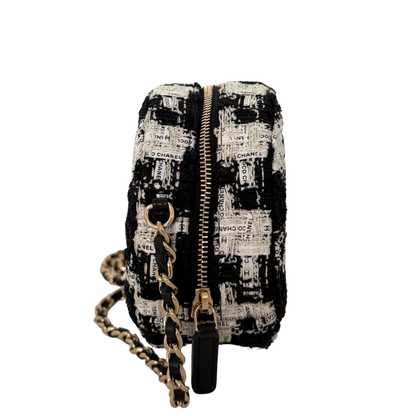 Chanel Round As Earth Tweed Crossbody Bag Schwarz / neuwertig Chanel