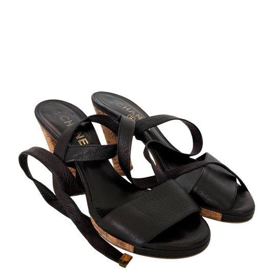 Chanel Sandaletten Größe 38 Schwarz / sehr gut Chanel