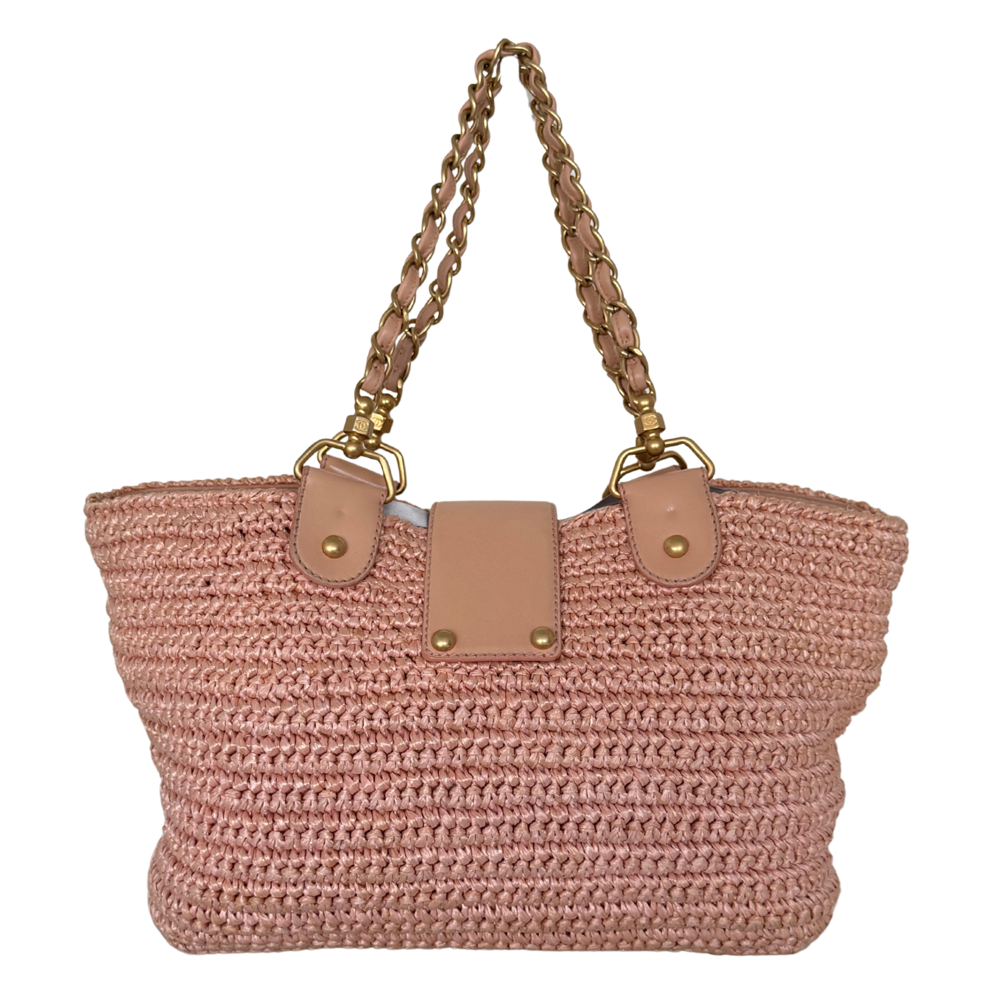 Chanel Raffia Basket Tote Bag light pink / sehr gut Chanel