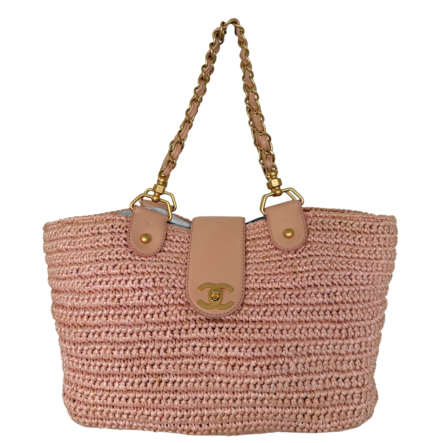 Chanel Raffia Basket Tote Bag light pink / sehr gut Chanel