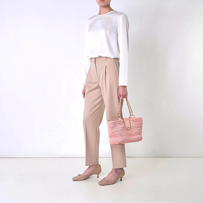 Chanel Raffia Basket Tote Bag light pink / sehr gut Chanel