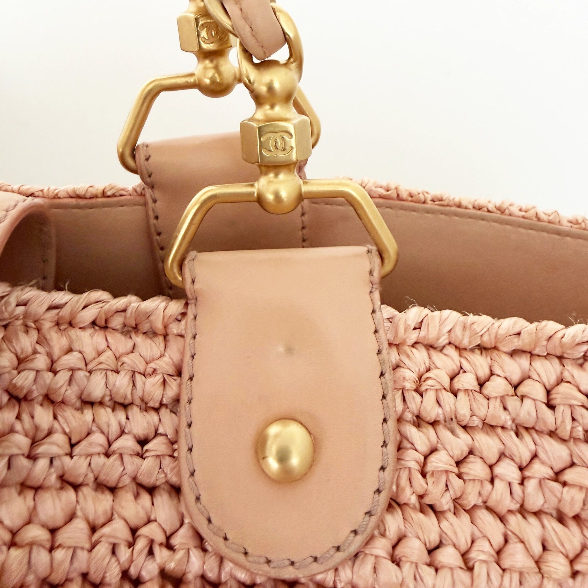 Chanel Raffia Basket Tote Bag light pink / sehr gut Chanel