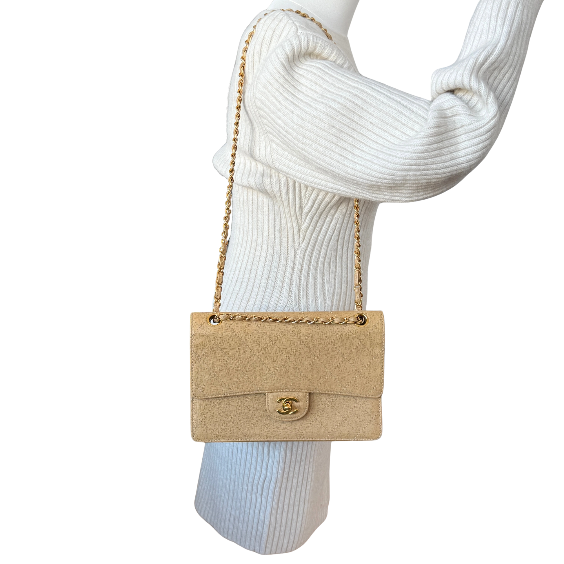 Chanel Classic Flap Bag Beige / akzeptabel Chanel