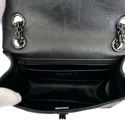 Chanel Mini Reissue 224 2.55 Flap So Black Aged Calfskin schwarze Hardware Fullset / neuwertig Chanel