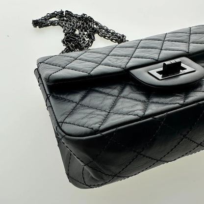 Chanel Mini Reissue 224 2.55 Flap So Black Aged Calfskin schwarze Hardware Fullset / neuwertig Chanel