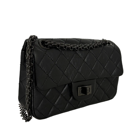 Chanel Mini Reissue 224 2.55 Flap So Black Aged Calfskin schwarze Hardware Fullset / neuwertig Chanel