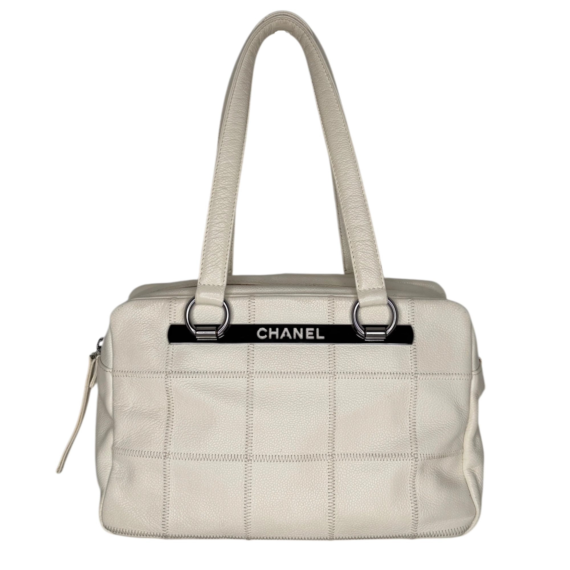Chanel Square Stitch LAX Bowler Bag weiß / gut Chanel