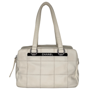 Chanel Square Stitch LAX Bowler Bag weiß / gut
