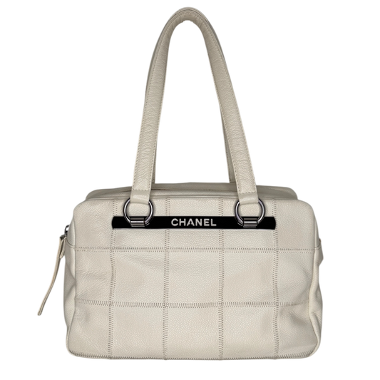 Chanel Square Stitch LAX Bowler Bag weiß / gut Chanel