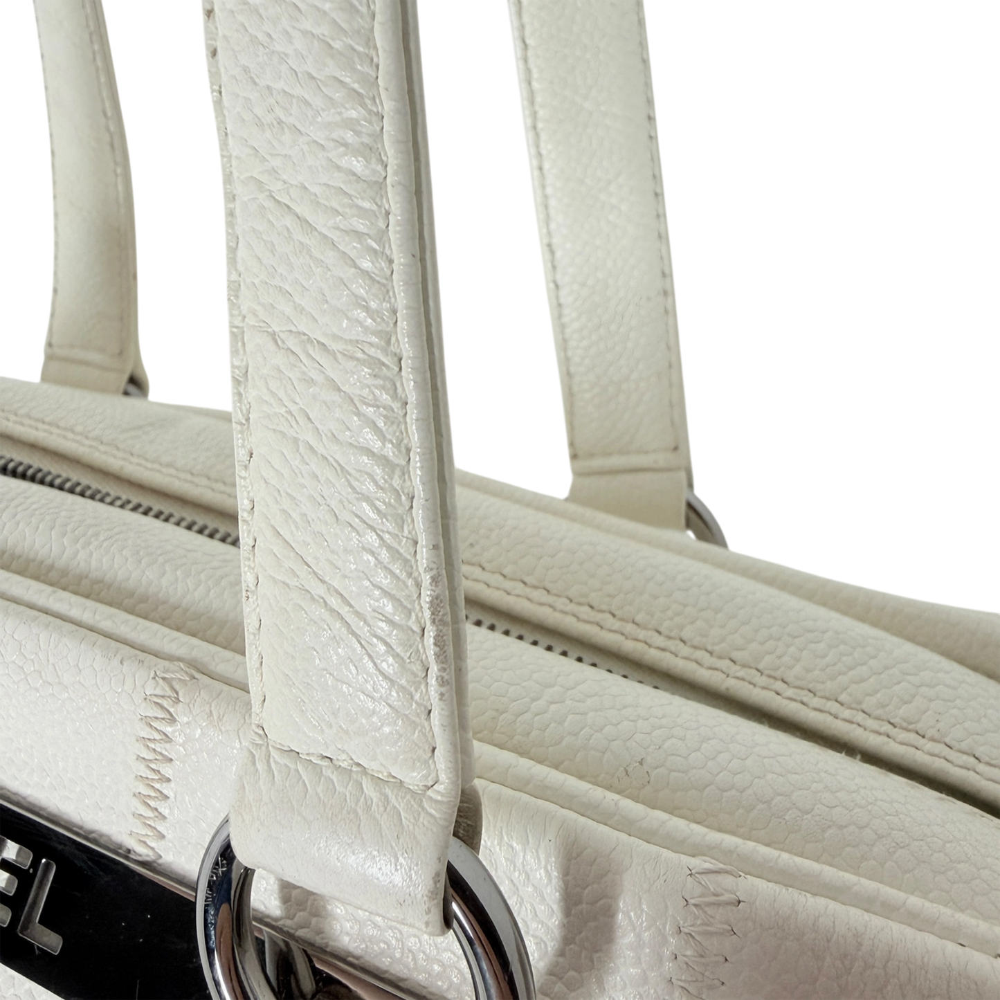Chanel Square Stitch LAX Bowler Bag weiß / gut Chanel