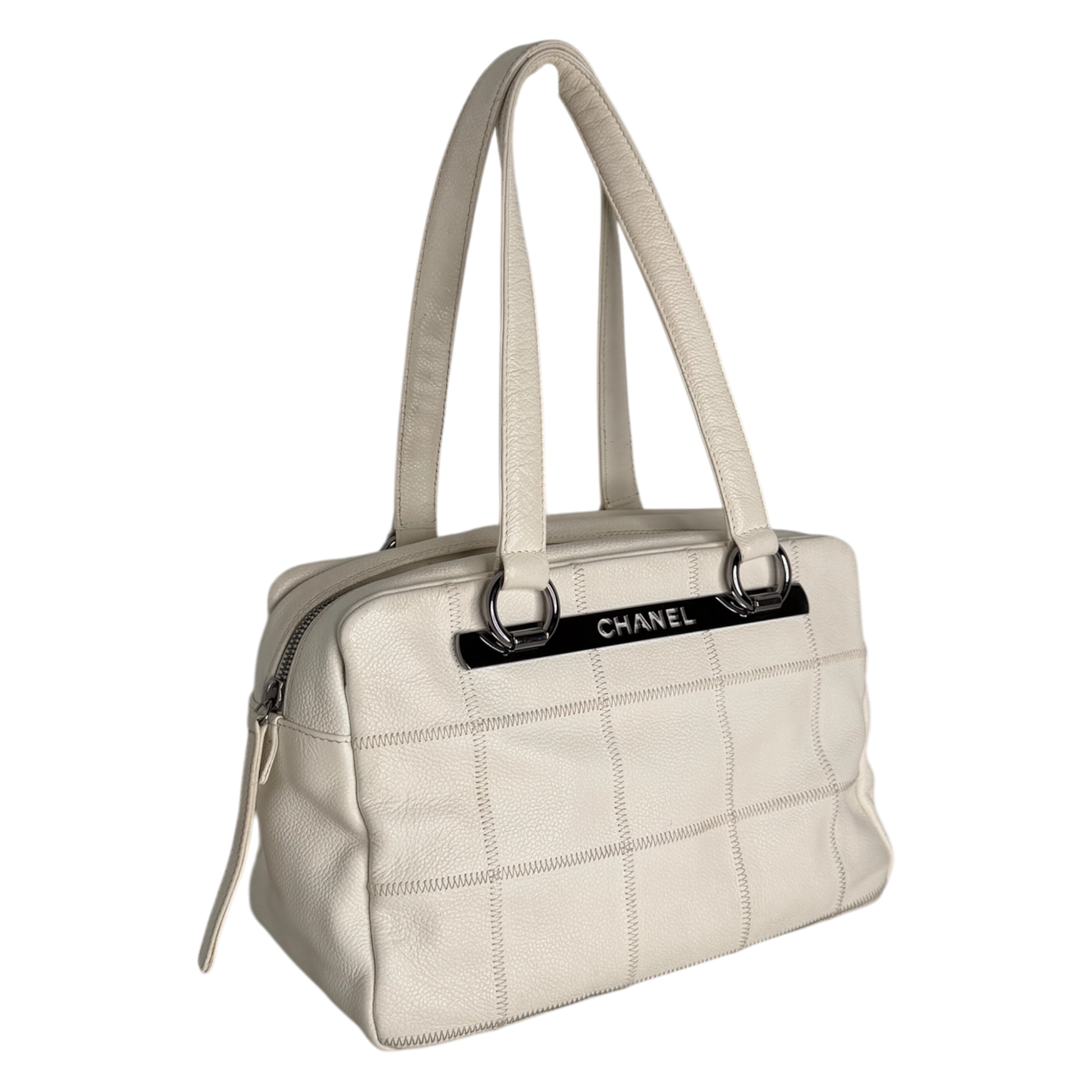 Chanel Square Stitch LAX Bowler Bag weiß / gut Chanel