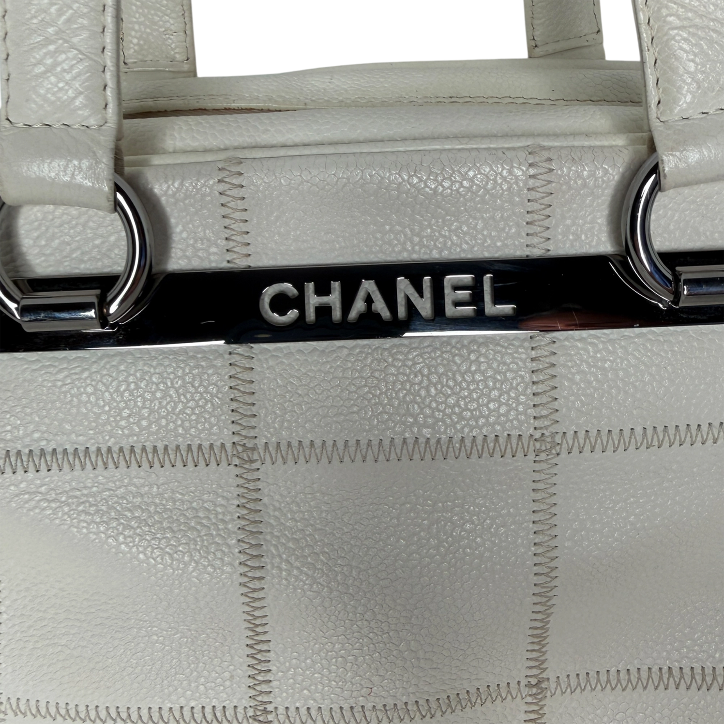 Chanel Square Stitch LAX Bowler Bag weiß / gut Chanel