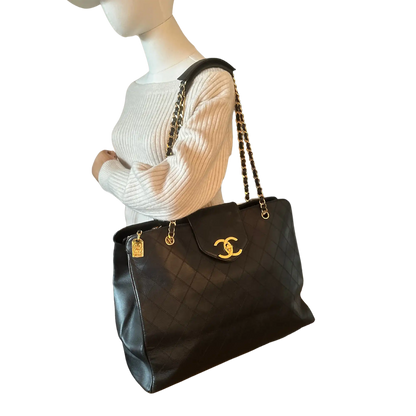 Chanel Supermodel Weekender Leder schwarz Rarität / sehr gut Chanel