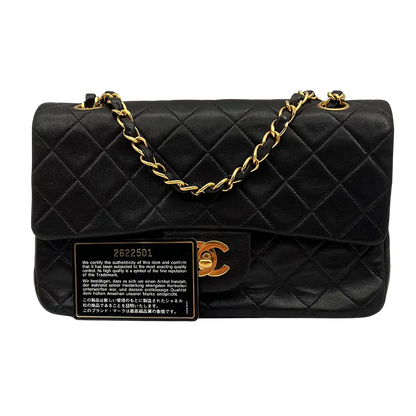Chanel Timeless Double Flap Small schwarzes Lammleder / sehr gut - Echtheitscheck