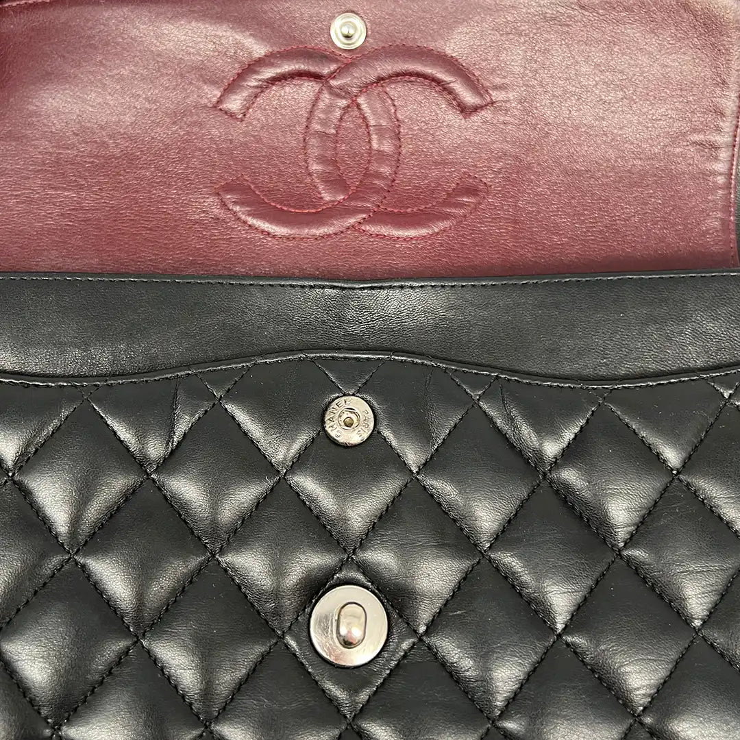 Chanel Classic Timeless Medium Flap Bag Lammleder schwarz / gut Chanel