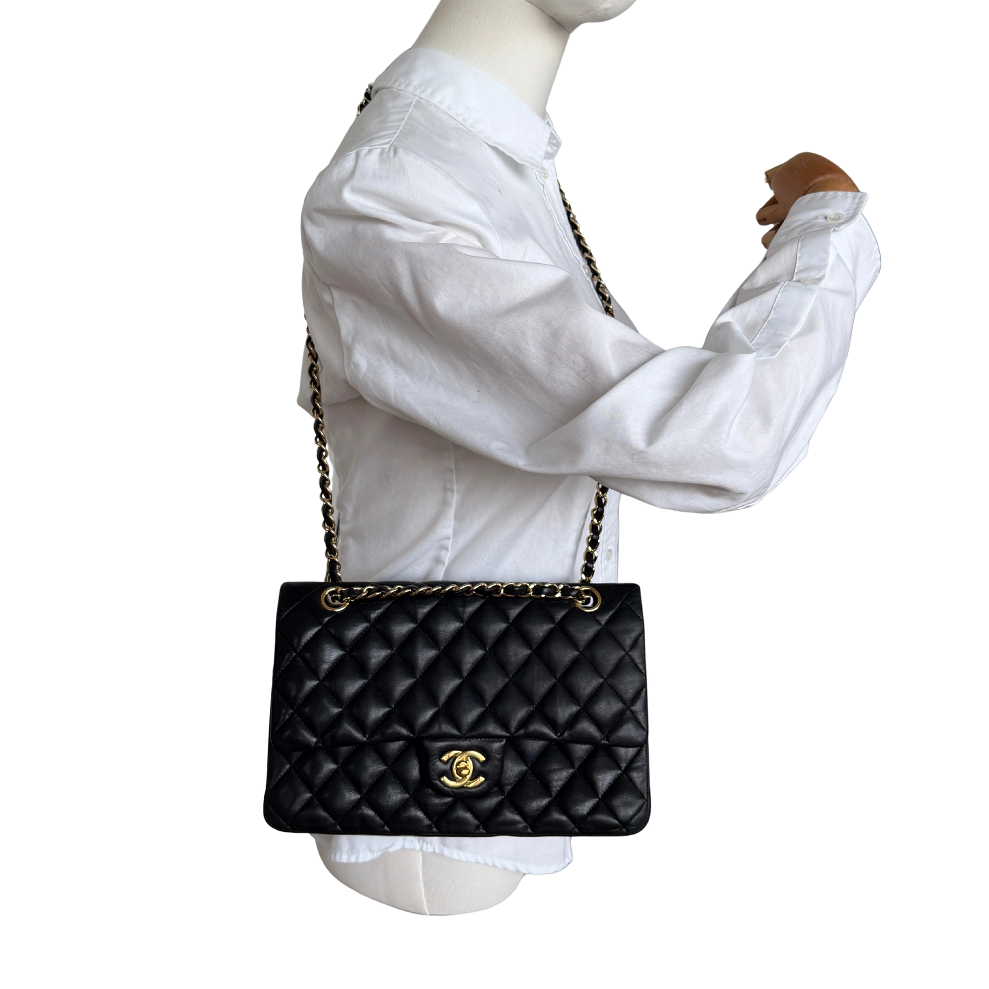 Chanel Vintage Timeless Double Flap Bag Medium schwarz / sehr gut Chanel