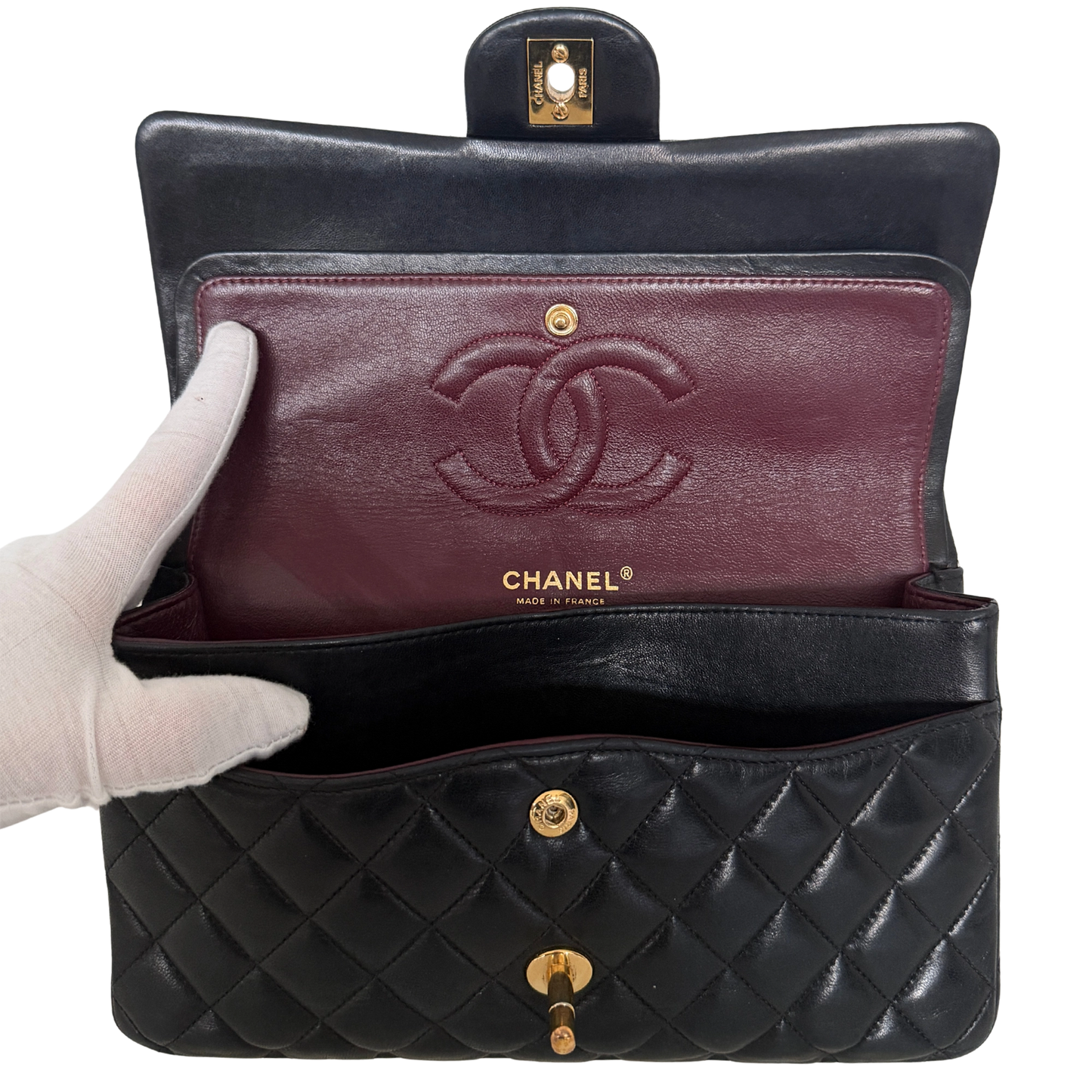Chanel Vintage Timeless Double Flap Bag Medium schwarz / sehr gut Chanel