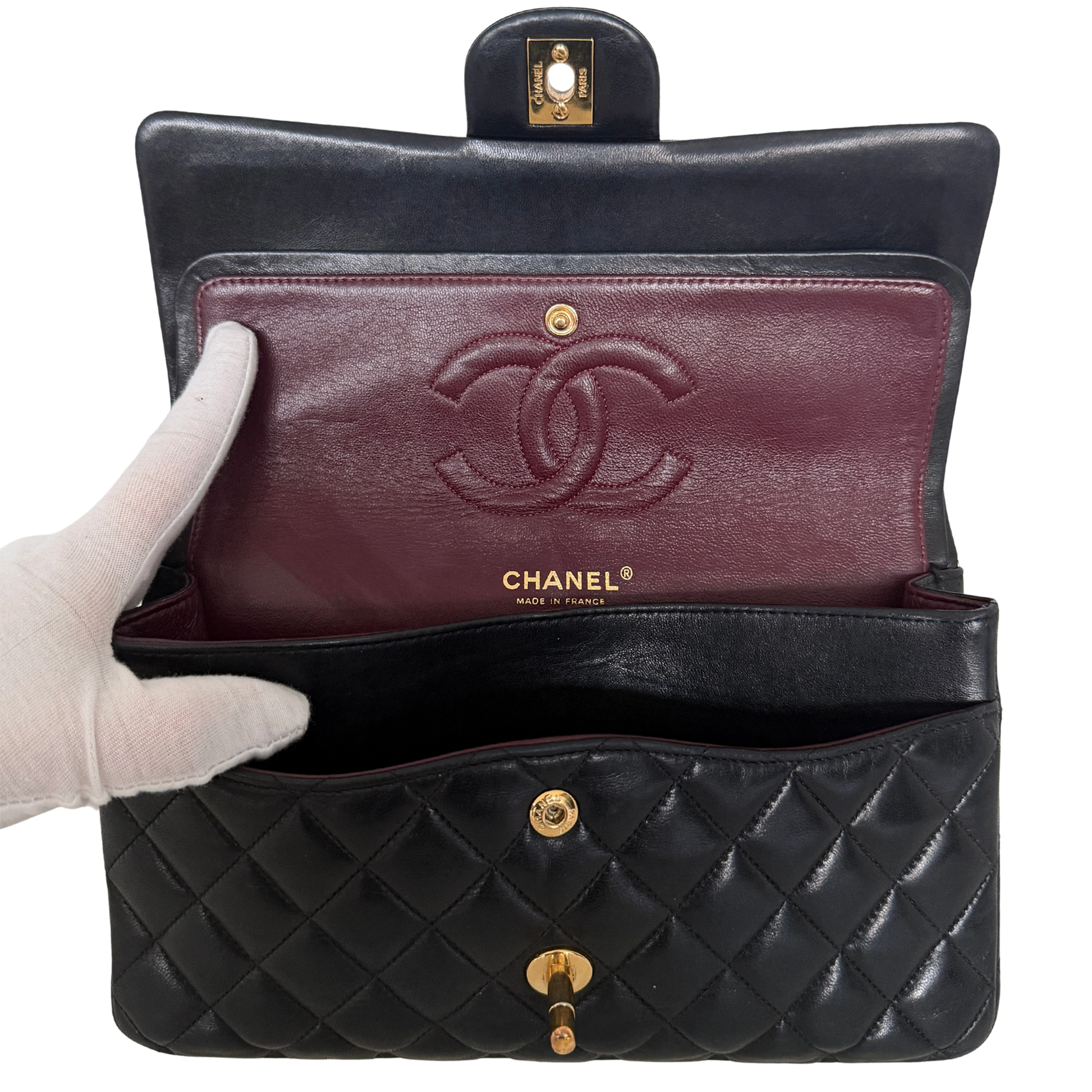 Chanel Vintage Timeless Double Flap Bag Medium schwarz / sehr gut Chanel
