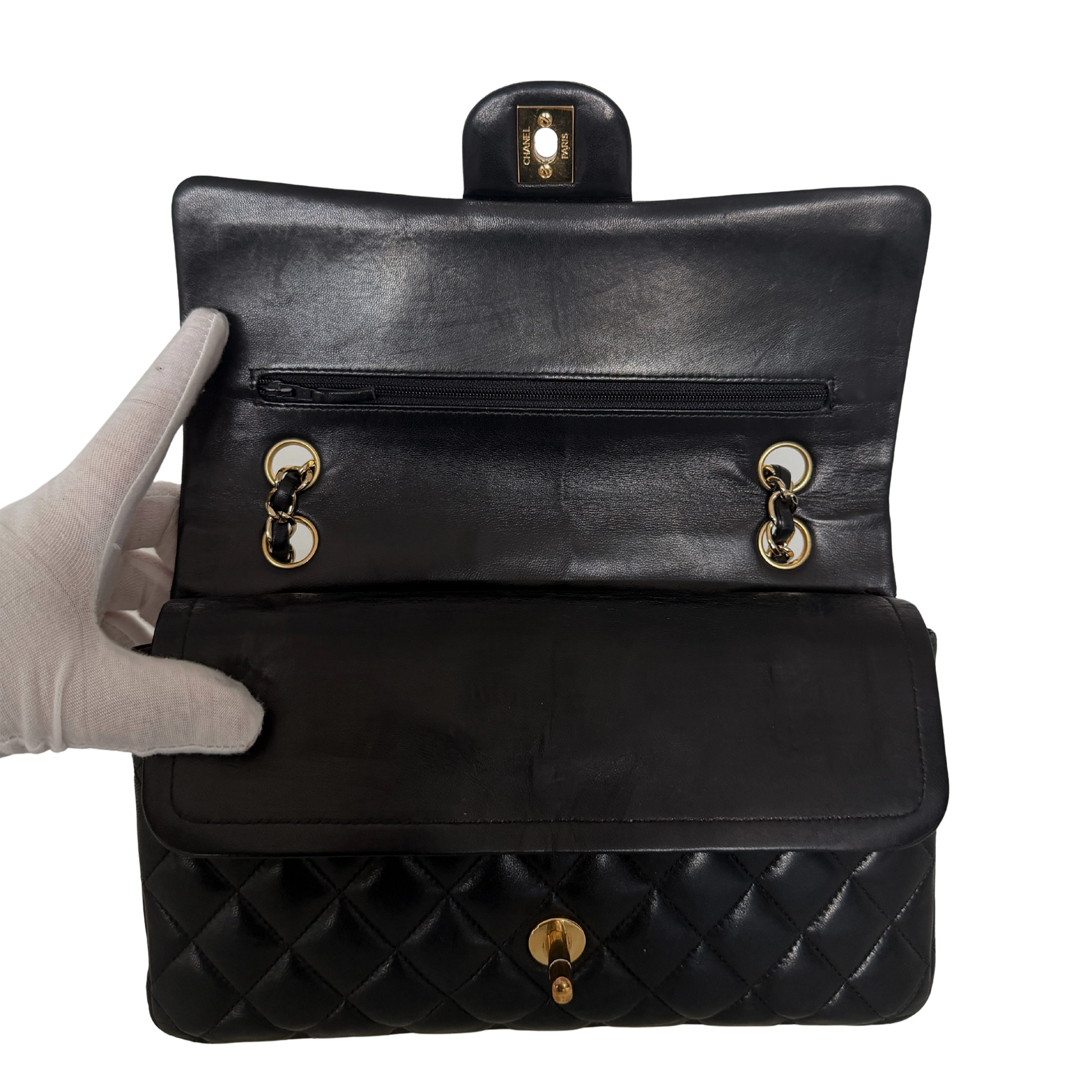 Chanel Vintage Timeless Double Flap Bag Medium schwarz / sehr gut Chanel