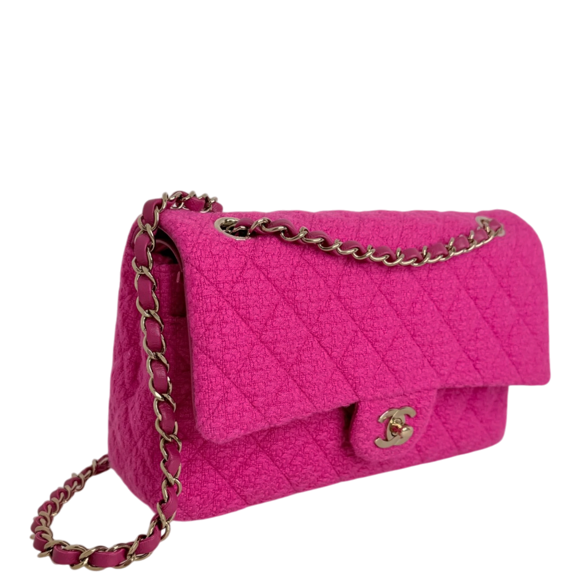 Chanel Timeless Double Flapbag Medium Tweed Pink 2022 Chanel