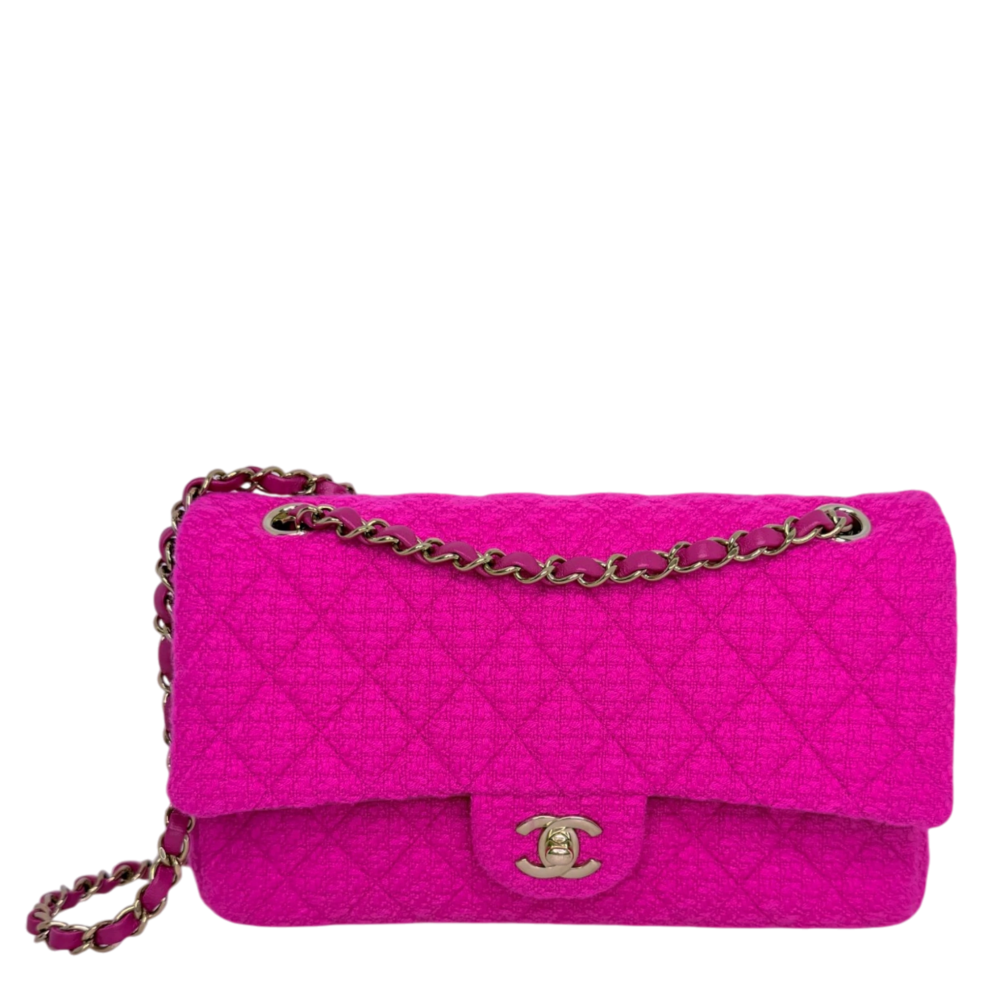 Chanel Timeless Double Flapbag Medium Tweed Pink 2022 Chanel
