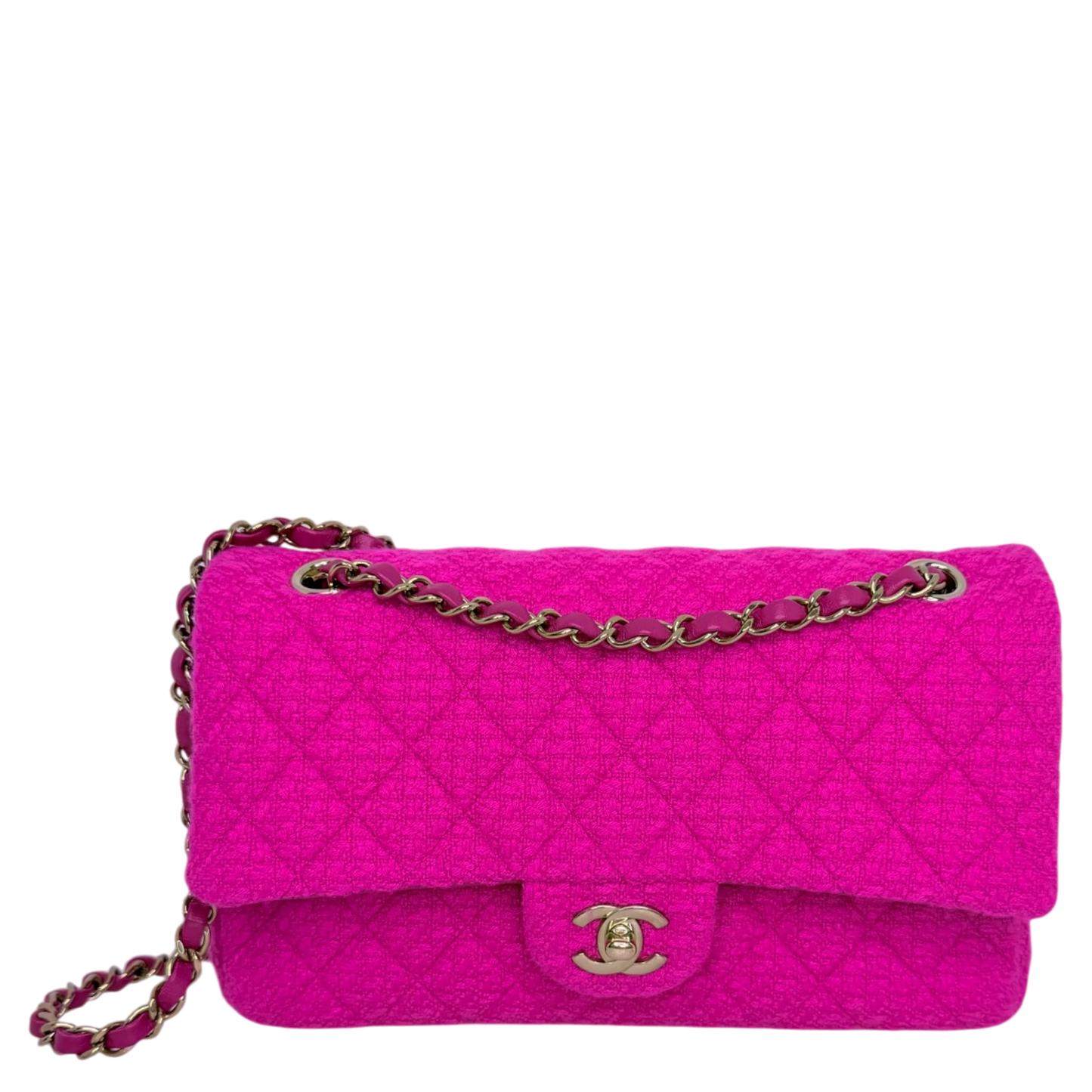Chanel Timeless Double Flapbag Medium Tweed Pink 2022 Chanel