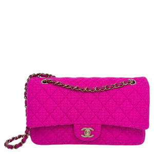 Chanel Timeless Double Flapbag Medium Tweed Pink 2022