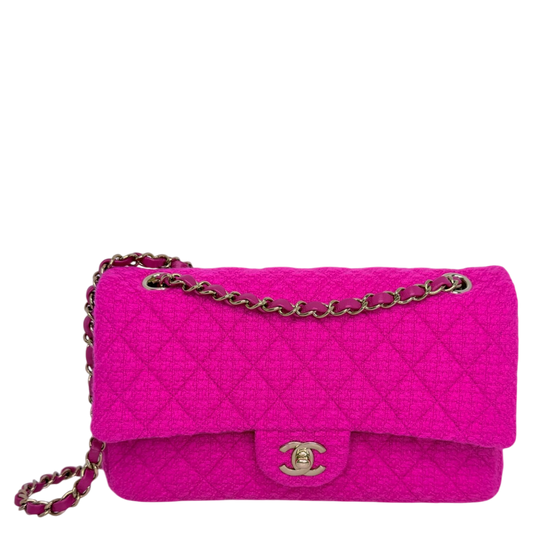 Chanel Timeless Double Flapbag Medium Tweed Pink 2022 Chanel