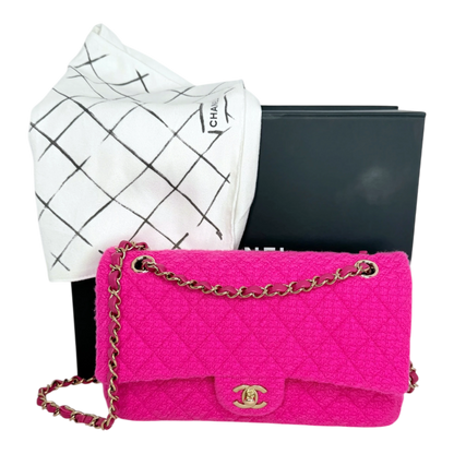 Chanel Timeless Double Flapbag Medium Tweed Pink 2022 Chanel