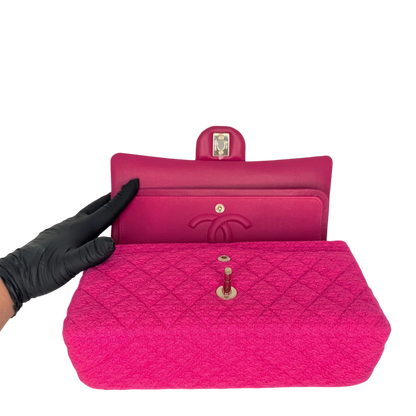 Chanel Timeless Double Flapbag Medium Tweed Pink 2022 Chanel