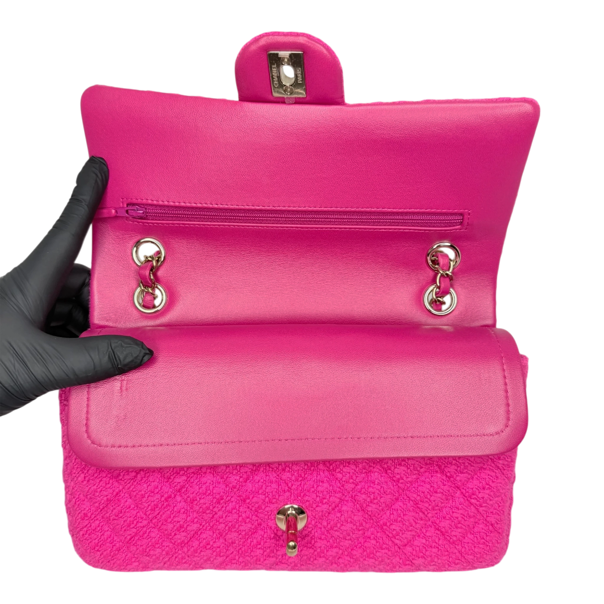 Chanel Timeless Double Flapbag Medium Tweed Pink 2022 Chanel