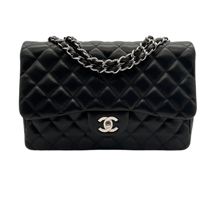 Chanel Timeless Jumbo Single Flap Bag Handtasche 2010 schwarz Lammleder / sehr gut Chanel