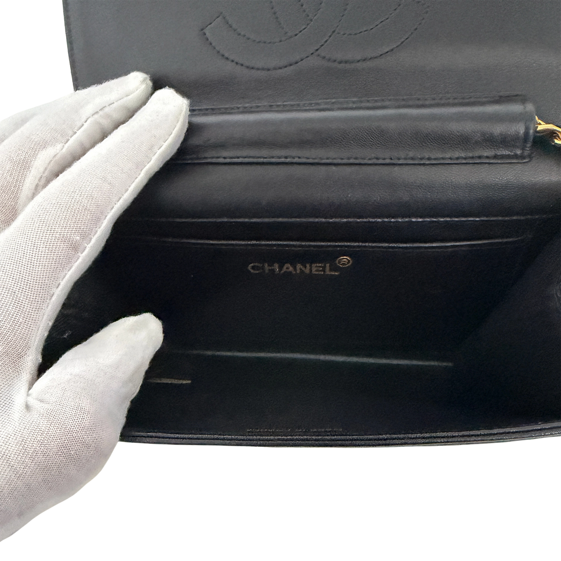 Chanel Vintage Wallet on Chain Timeless Lizard Leder schwarz / sehr gut Chanel