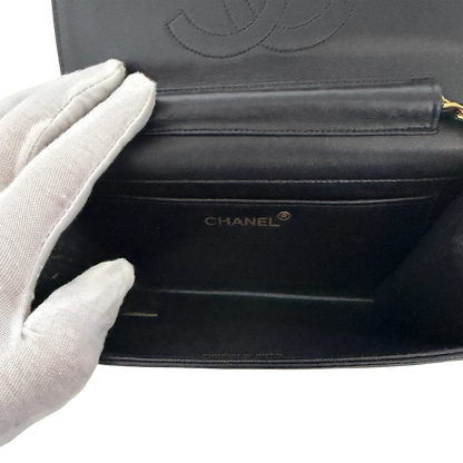 Chanel Vintage Wallet on Chain Timeless Lizard Leder schwarz / sehr gut Chanel