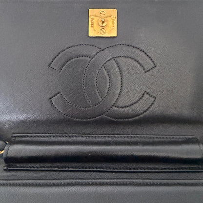 Chanel Vintage Wallet on Chain Timeless Lizard Leder schwarz / sehr gut Chanel