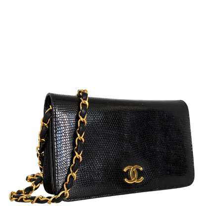 Chanel Vintage Wallet on Chain Timeless Lizard Leder schwarz / sehr gut Chanel