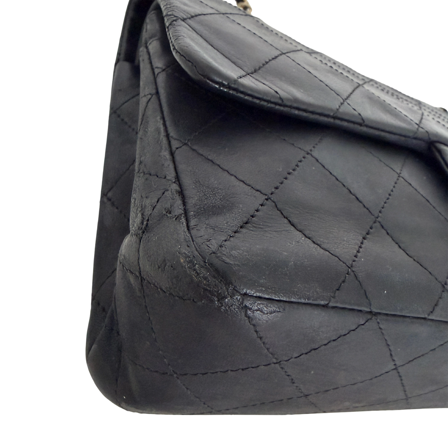 Chanel Timeless Double Flap Bag Medium Vintage schwarz / akzeptabel Chanel