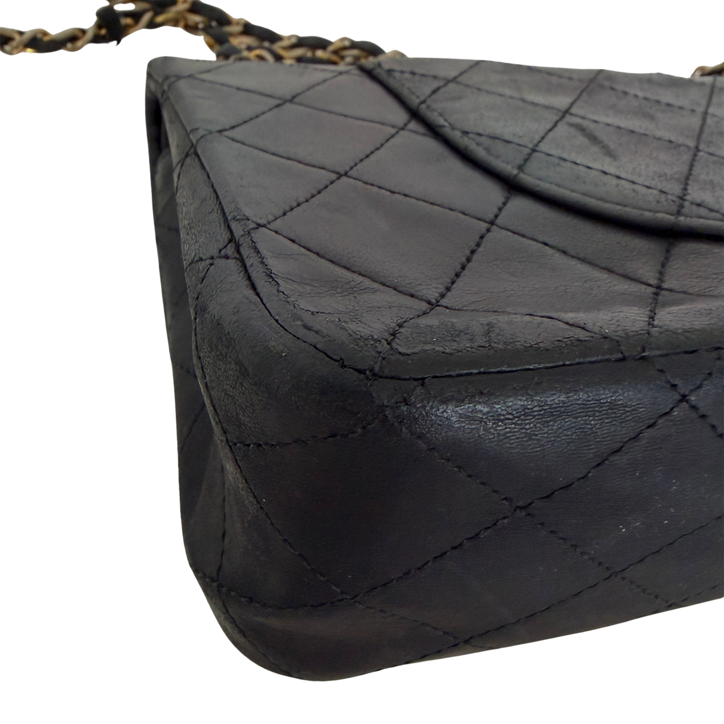 Chanel Timeless Double Flap Bag Medium Vintage schwarz / akzeptabel Chanel