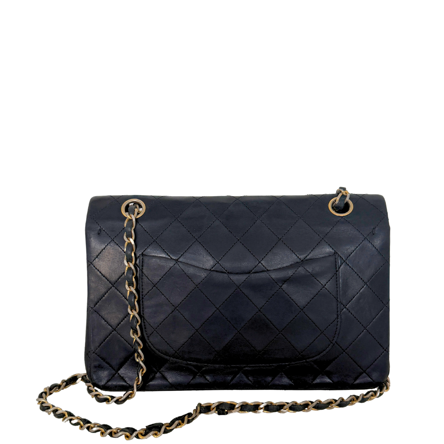 Chanel Timeless Double Flap Bag Medium Vintage schwarz / akzeptabel Chanel